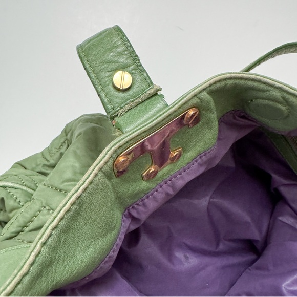 Tory Burch Green Quilted Leather Handle Tote Bag With Gold Tone Hardware - Picture 6 of 7